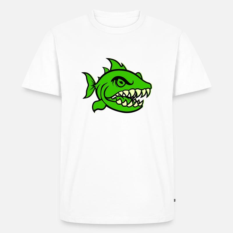 piranha comic fish - Männer Premium Bio T-Shirt - Weiß