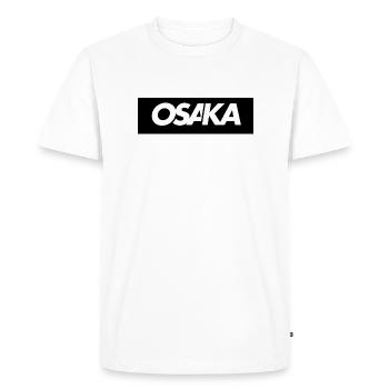 OSAKA - Coordonnées GPS - T-shirt Premium bio Homme - blanc - Devant - Nico (187cm)