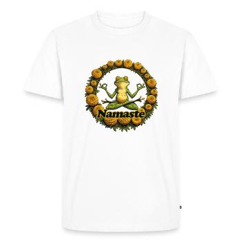 Namaste Meditating Frog Yoga Froggy - Men's Premium Organic T-Shirt - white - Front - Nico (187cm)