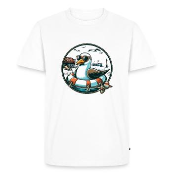 Seagull in a lifebuoy - Men's Premium Organic T-Shirt - white - Front - Nico (187cm)