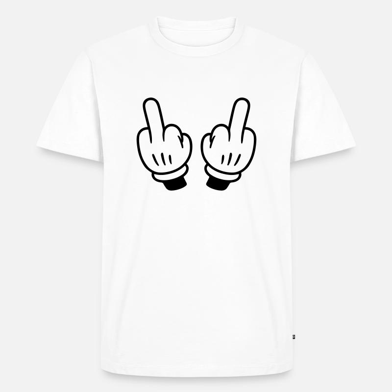 Mittelfinger Hand Comic - Männer Premium Bio T-Shirt - Weiß