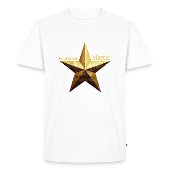 Evergreen Magic - Golden Poinsettia Design - Men's Premium Organic T-Shirt - white - Front - Nico (187cm)