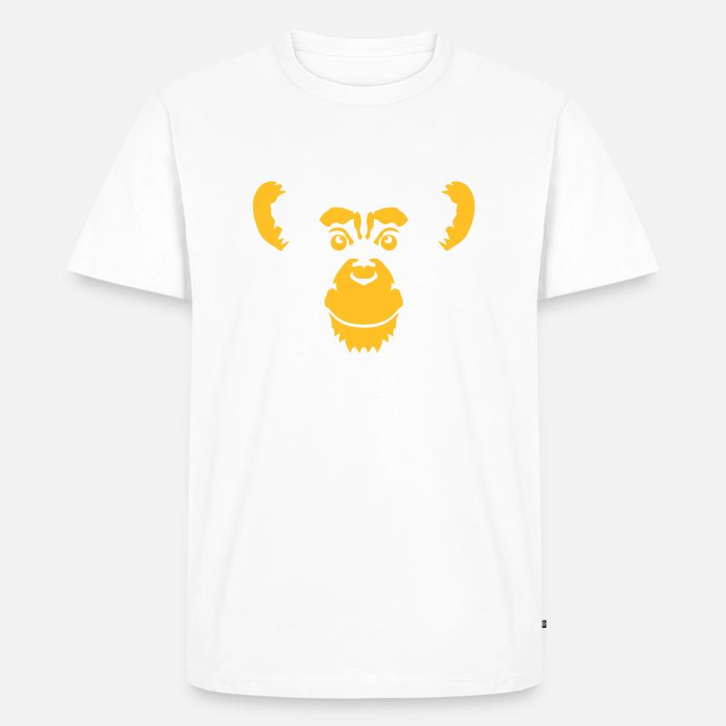 Schimpansen-Affenkopf-Tierzeichnung - Männer Premium Bio T-Shirt - Weiß