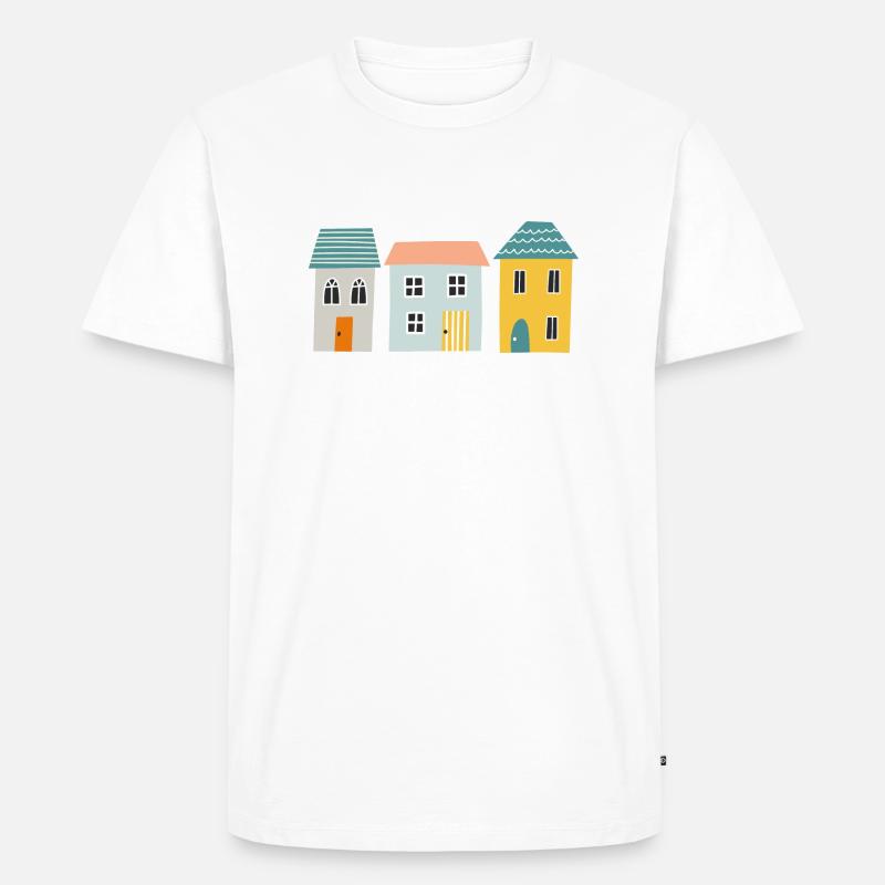 Häuser - Männer Premium Bio T-Shirt - Weiß