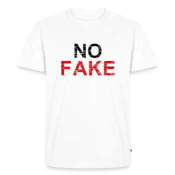 No Fake - Men's Premium Organic T-Shirt - white - Front - Nico (187cm)