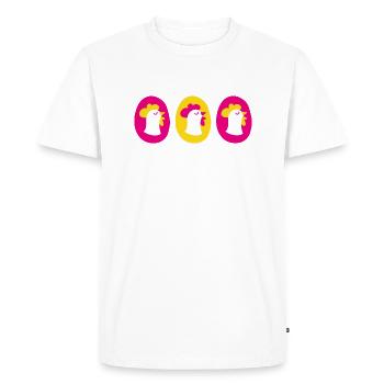 Les Oeufs de Justine La Poule - T-shirt Premium bio Homme - blanc - Devant - Nico (187cm)