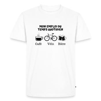 Café vélo bière 6 - T-shirt Premium bio Homme - blanc - Devant - Nico (187cm)