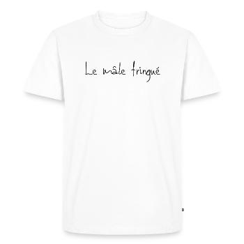 Mâle fringué cadeau homme humour - T-shirt Premium bio Homme - blanc - Devant - Nico (187cm)