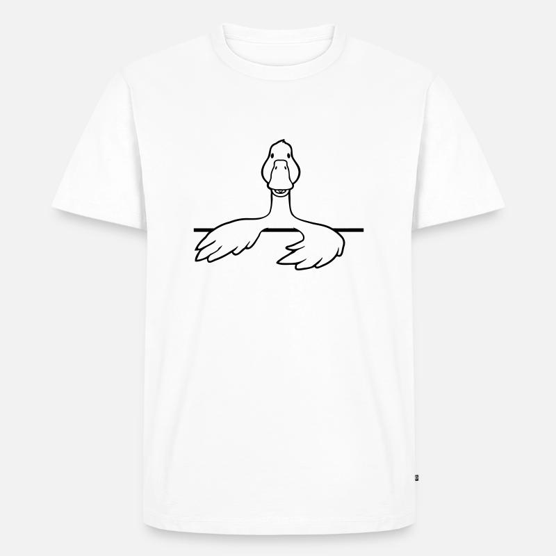 Comic Gans hinter Mauer - Männer Premium Bio T-Shirt - Weiß