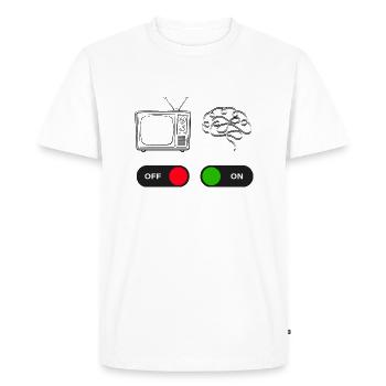 turn tv off and brains on - Men's Premium Organic T-Shirt - white - Front - Nico (187cm)