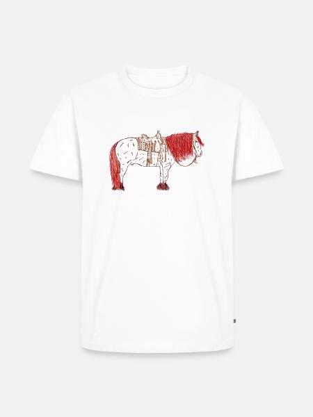 Pferd mit Sattel - Männer Premium Bio T-Shirt - Weiß