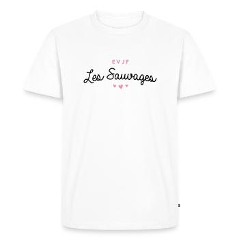 T-shirt EVJF "Les Sauvages" - T-shirt Premium bio Homme - blanc - Devant - Nico (187cm)