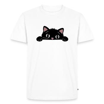 Peeping chat noir drôle - T-shirt Premium bio Homme - blanc - Devant - Nico (187cm)