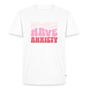 Les filles chaudes ont de l’anxiété - T-shirt Premium bio Homme - blanc - Devant - Nico (187cm)