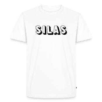 Name - Silas - Men's Premium Organic T-Shirt - white - Front - Nico (187cm)