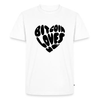 Bitcoin m’aime - T-shirt Premium bio Homme - blanc - Devant - Nico (187cm)
