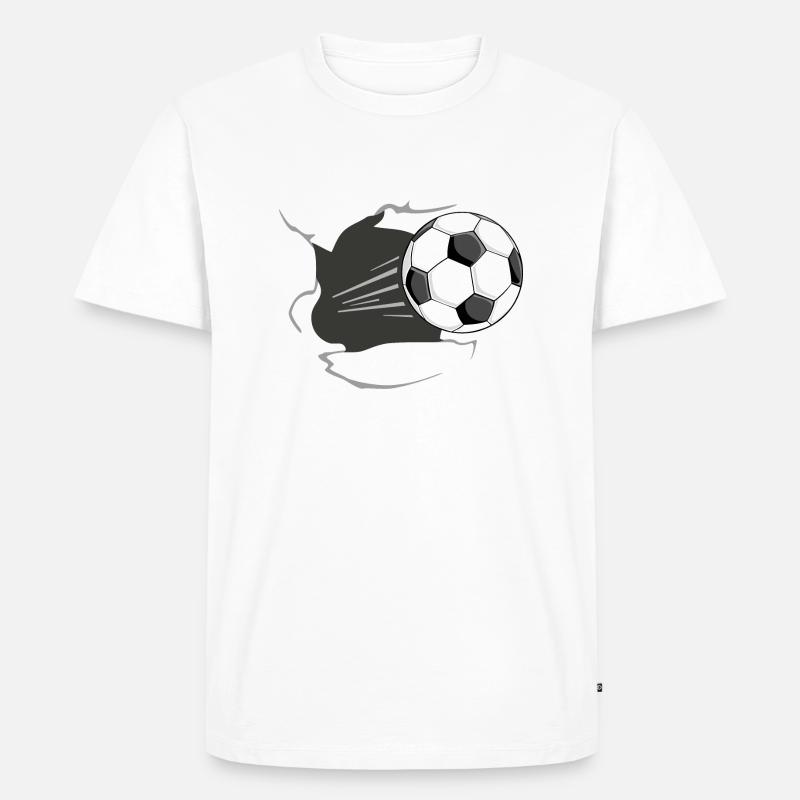 Fußball durchbricht Wand - Männer Premium Bio T-Shirt - Weiß