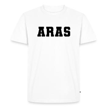 Nom - Aras - T-shirt Premium bio Homme - blanc - Devant - Nico (187cm)