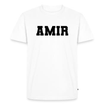 Name - Amir - Men's Premium Organic T-Shirt - white - Front - Nico (187cm)