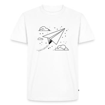 Dessin d’avion en papier - T-shirt Premium bio Homme - blanc - Devant - Nico (187cm)