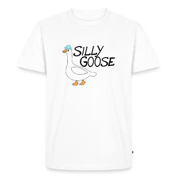 silly goose with funny hat - Men's Premium Organic T-Shirt - white - Front - Nico (187cm)