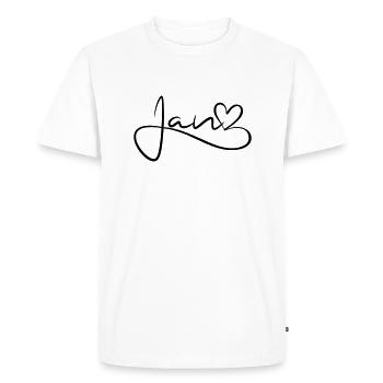 Jan Surname First Name Heart Decor - Men's Premium Organic T-Shirt - white - Front - Nico (187cm)