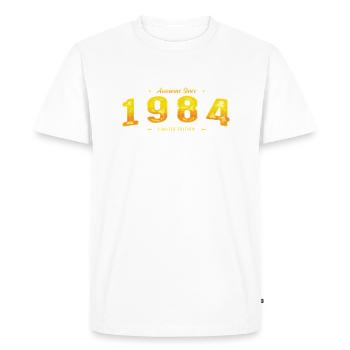Millésime 1984 - 41e anniversaire Edition Limitée - T-shirt Premium bio Homme - blanc - Devant - Nico (187cm)