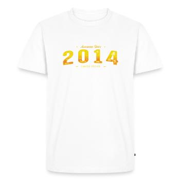Millésime 2014 - 11ème Anniversaire Edition Limitée - T-shirt Premium bio Homme - blanc - Devant - Nico (187cm)