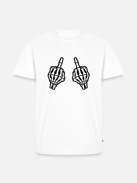 Middle Finger Hand Skeleton - Men's Premium Organic T-Shirt - white