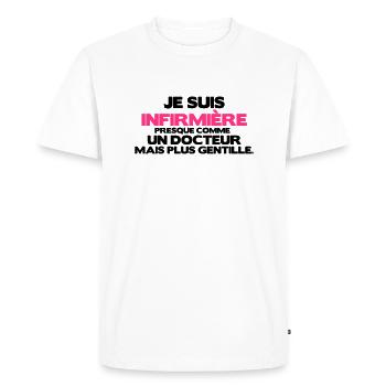 je suis infirmière comme un docteur - T-shirt Premium bio Homme - blanc - Devant - Nico (187cm)