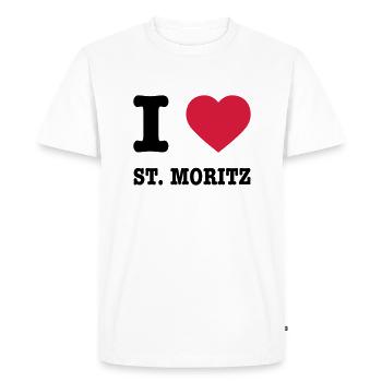 I Love St. Moritz - T-shirt Premium bio Homme - blanc - Devant - Nico (187cm)
