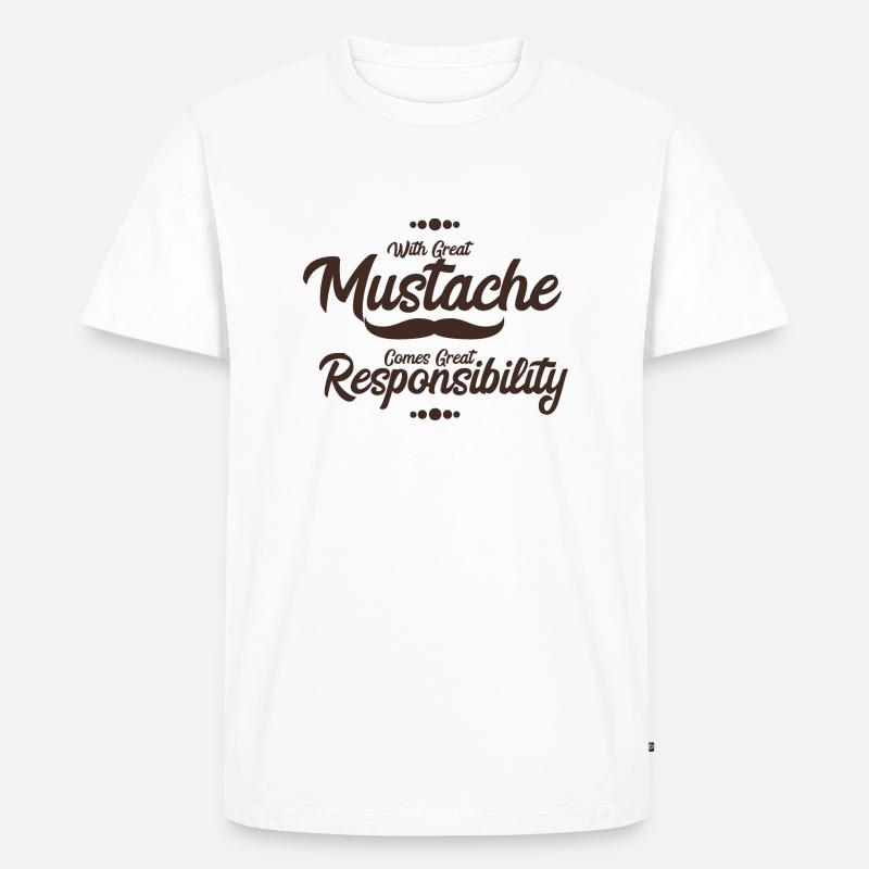 Mustache - Schnurrbart Bart - Männer Premium Bio T-Shirt - Weiß