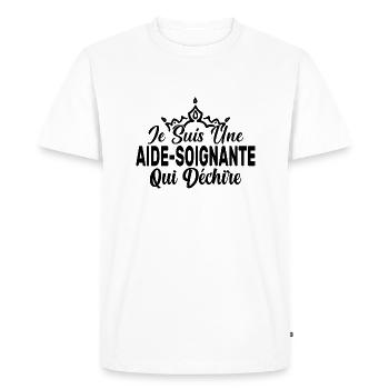 Je Suis Une Aide Soignante Qui Déchire Cadeau - T-shirt Premium bio Homme - blanc - Devant - Nico (187cm)