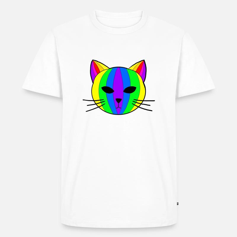 Regenbogen Katze - Männer Premium Bio T-Shirt - Weiß