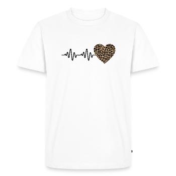 heart leopard heartbeat gift idea - Men's Premium Organic T-Shirt - white - Front - Nico (187cm)