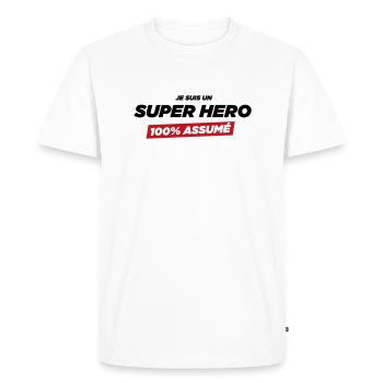 je suis un super hero - T-shirt Premium bio Homme - blanc - Devant - Nico (187cm)