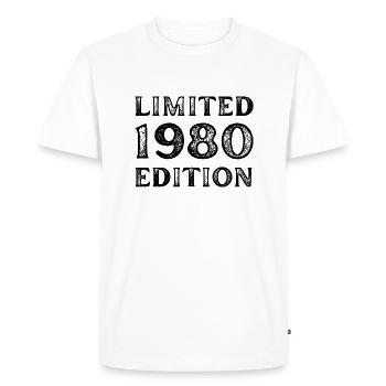 1980 LIMITED EDITION ANNIVERSAIRE METAL FER GRIS - T-shirt Premium bio Homme - blanc - Devant - Nico (187cm)