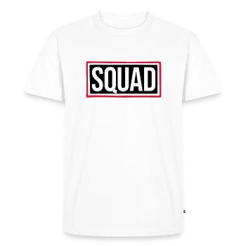 Squad Text Leader Shield - Men's Premium Organic T-Shirt - white - Front - Nico (187cm)