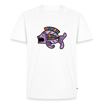Culture of the Incas, fish symbol - Men's Premium Organic T-Shirt - white - Front - Nico (187cm)