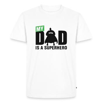 Mon père est un super-héros - T-shirt Premium bio Homme - blanc - Devant - Nico (187cm)