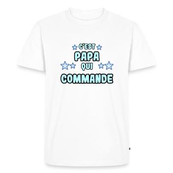 C'est papa qui commande - T-shirt Premium bio Homme - blanc - Devant - Nico (187cm)