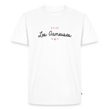 T-shirt EVJF "Les Gameuses" - T-shirt Premium bio Homme - blanc - Devant - Nico (187cm)