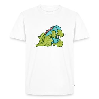 Hugadino Salad Dino, mignon dinosaure - T-shirt Premium bio Homme - blanc - Devant - Nico (187cm)