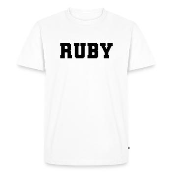 Nom - Ruby - T-shirt Premium bio Homme - blanc - Devant - Nico (187cm)
