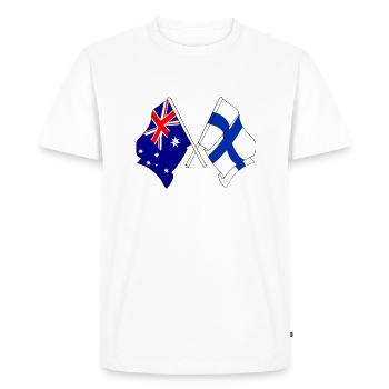 Deux drapeaux croisés de l’Australie, drapeau de la Finlande - T-shirt Premium bio Homme - blanc - Devant - Nico (187cm)