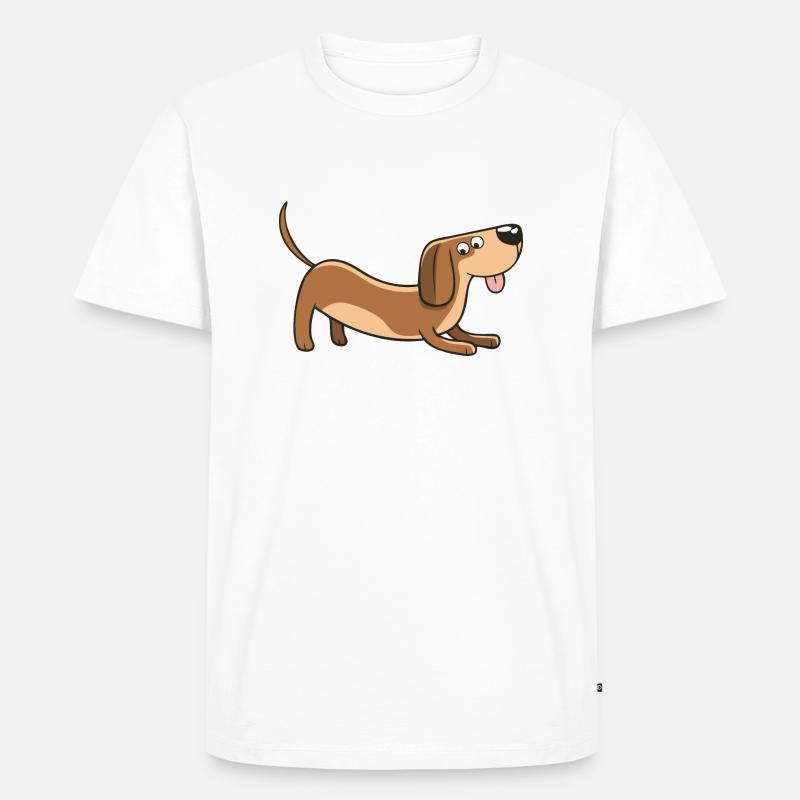 Dackel - süßer Comic-Dackel - Männer Premium Bio T-Shirt - Weiß