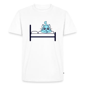 Cat Lying Relaxed On Bed Resting Sleeping - Men's Premium Organic T-Shirt - white - Front - Nico (187cm)