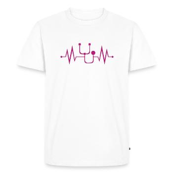 Infirmière - Infirmière - Battement de coeur - T-shirt Premium bio Homme - blanc - Devant - Nico (187cm)