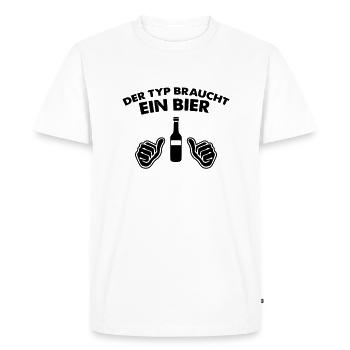 Le gars a besoin d’une bière - T-shirt Premium bio Homme - blanc - Devant - Nico (187cm)