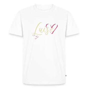 Luise Nom Prénom Calligraphie Coeur - T-shirt Premium bio Homme - blanc - Devant - Nico (187cm)